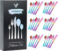 Rainbow Silverware Set Flatware Cutlery - 30 Piece Colorful Service