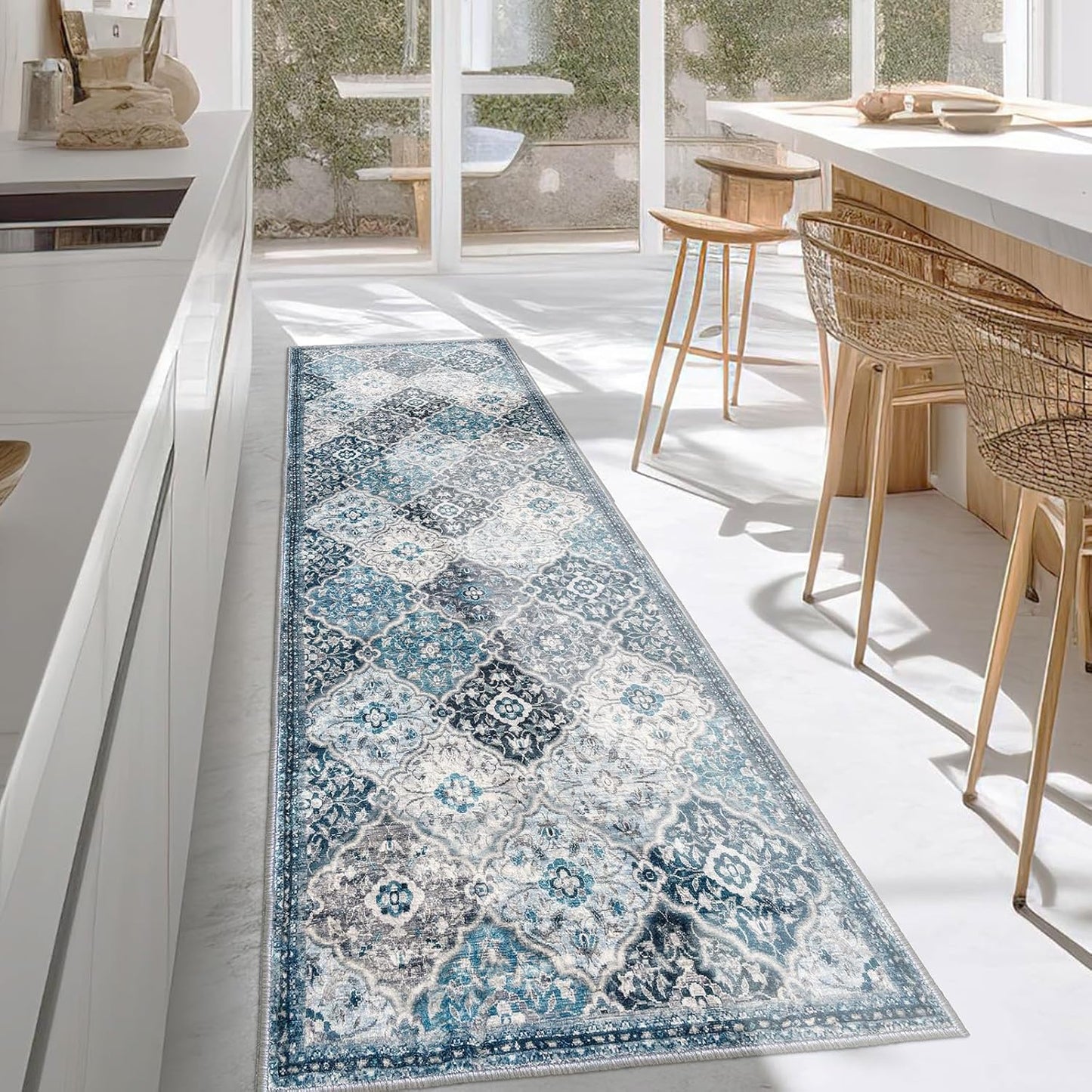 KILOCOCO 2.6x8 Runner Rug - Soft Washable Boho Carpet