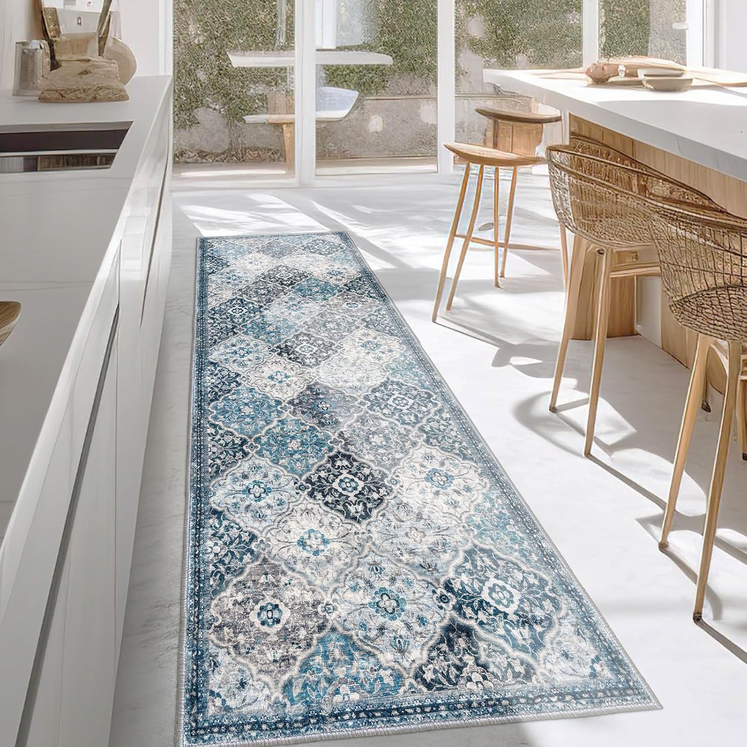 KILOCOCO 2.6x8 Runner Rug - Soft Washable Boho Carpet