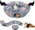 Tidjani Halloween Cat Tunnel Bed with Bat Wings for Fun Play