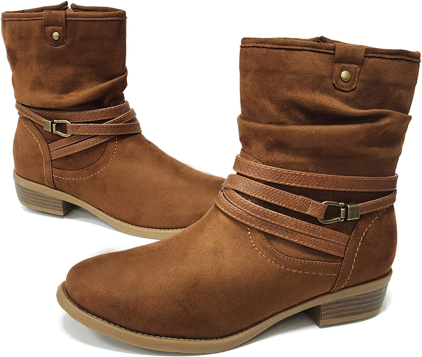 VJH confort Women's Mid Calf Boot: Stylish Slouchy Comfort Bootie