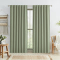 Sage Green Blackout Linen Curtains 84 in - Complete Darkness