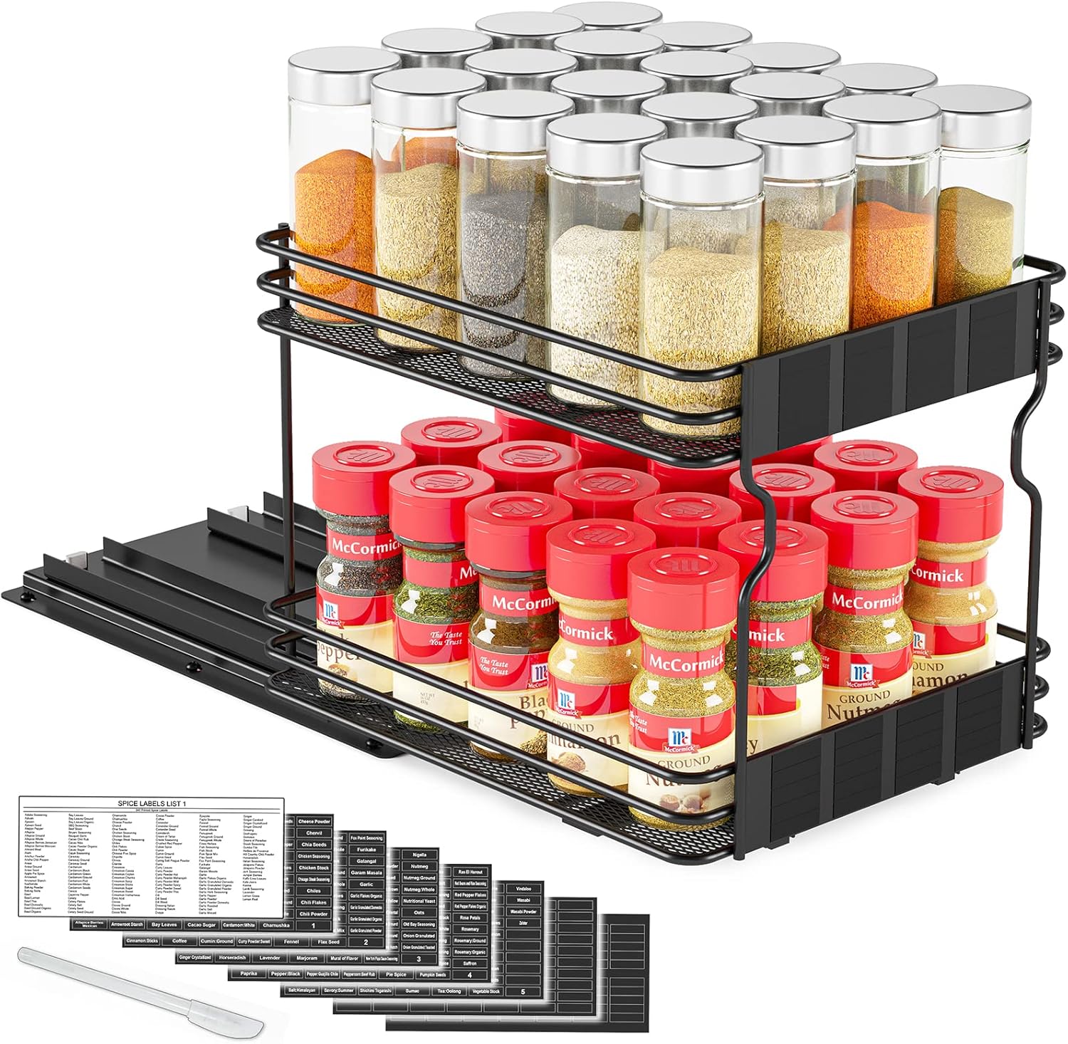 SpaceAid Pull Out Spice Rack Organizer for Kitchen Cabinets
