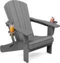 Folding Adirondack Chair with Dual Cup Holders - All-Weather Comfort