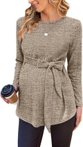 Ekouaer Women's Maternity Long Sleeve Ribbed Knit Top - Cozy Fit