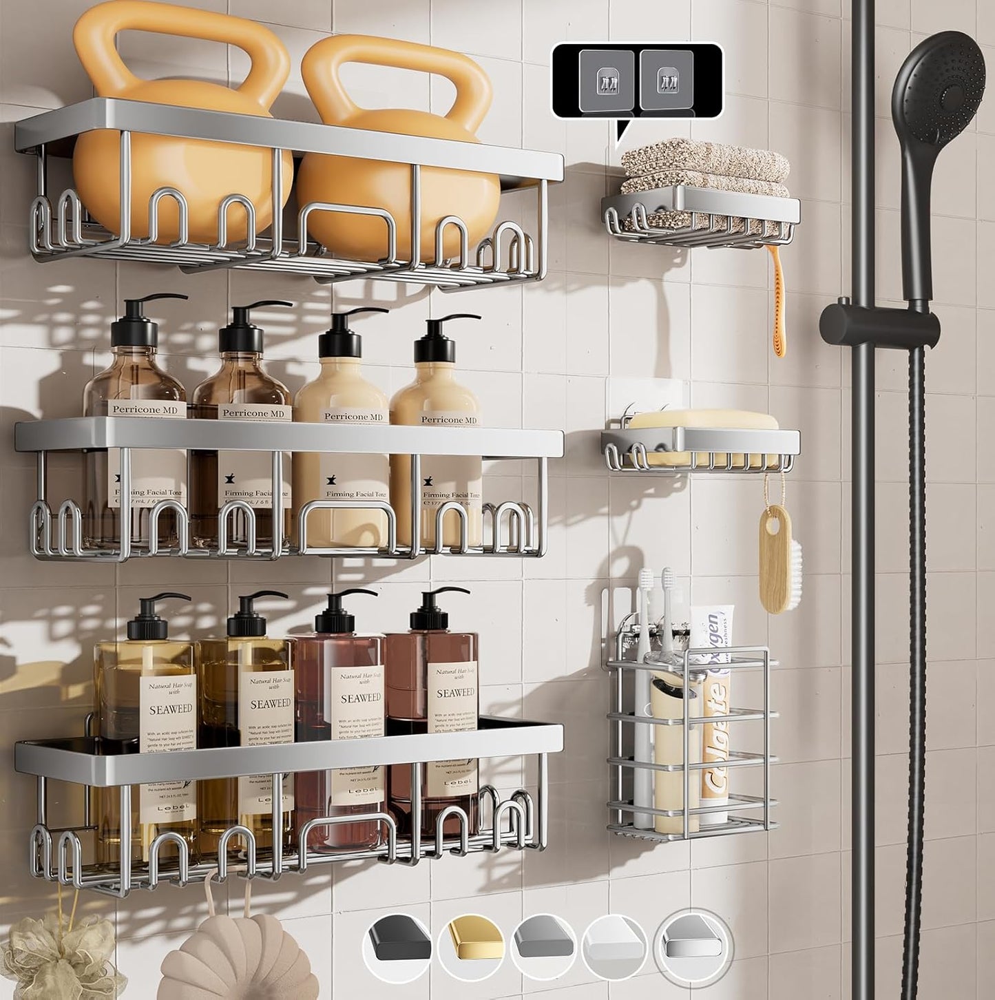 Veken Shower Caddy 6-Pack for Ultimate Bathroom Organization