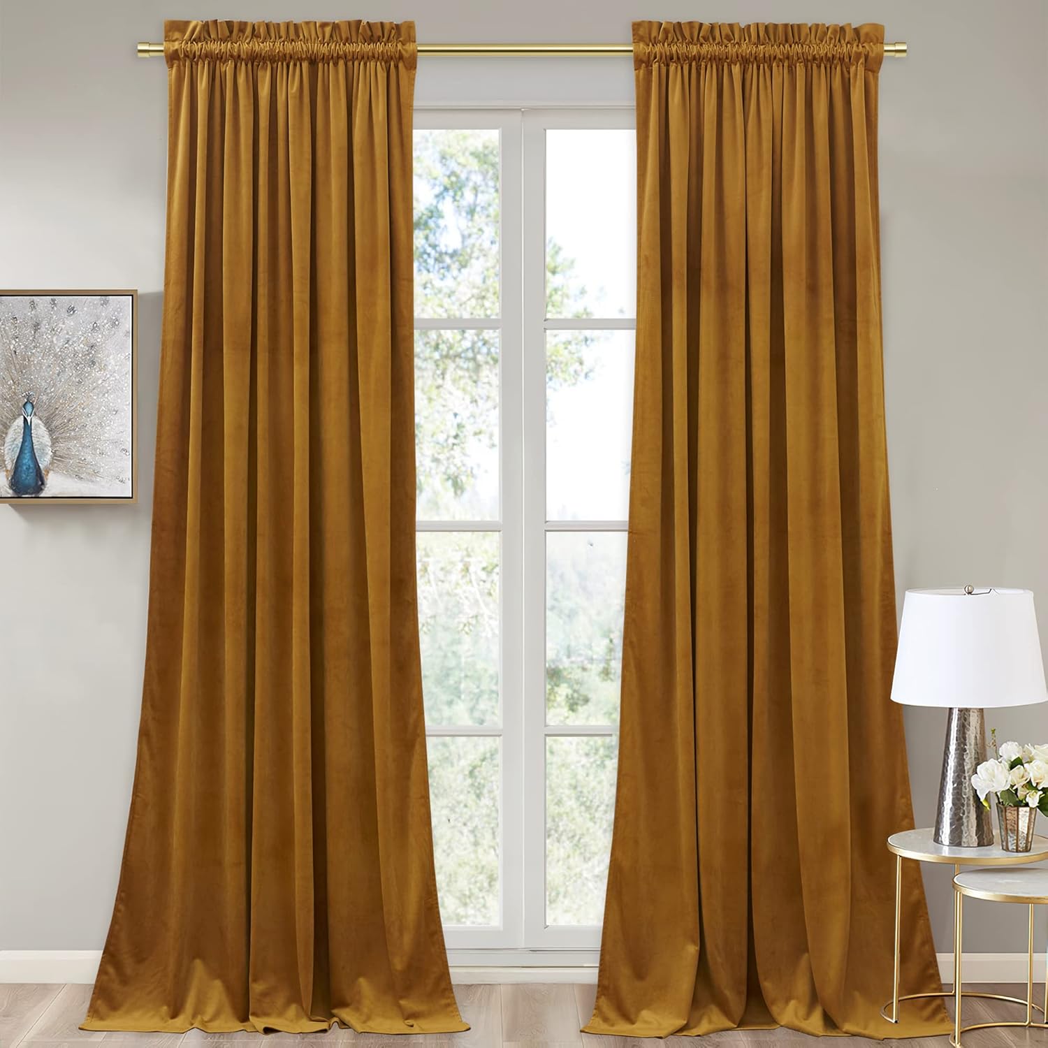 StangH Gold Velvet Curtains for Room Darkening and Privacy