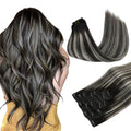 MAXITA Hair Extensions Clip in Human Hair 16in - Natural Blend