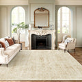 Washable Area Rug 8x10 Vintage Beige - Soft, Machine Washable Rug
