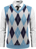 COOFANDY Men's Sleeveless V Neck Argyle Vest Sweater - Slim Casual Fit