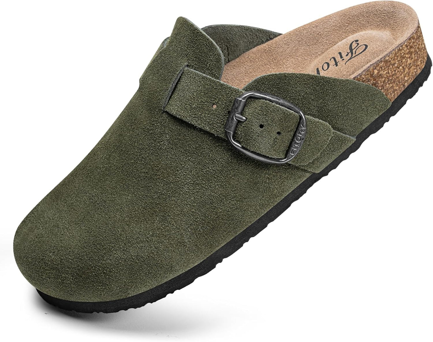 FITORY Womens Clogs Slip-on Potato Shoes with Suede Cork Footbed