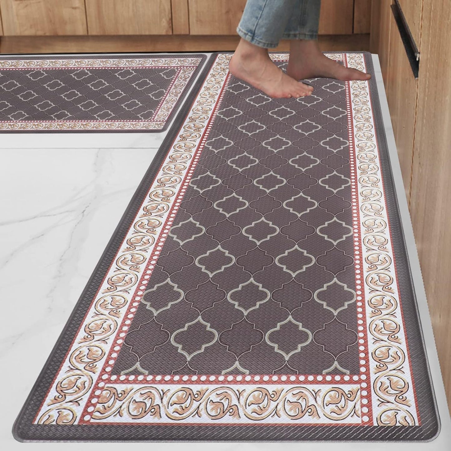 Cushioned Anti Fatigue Kitchen Mat Set of 2 for Comfort