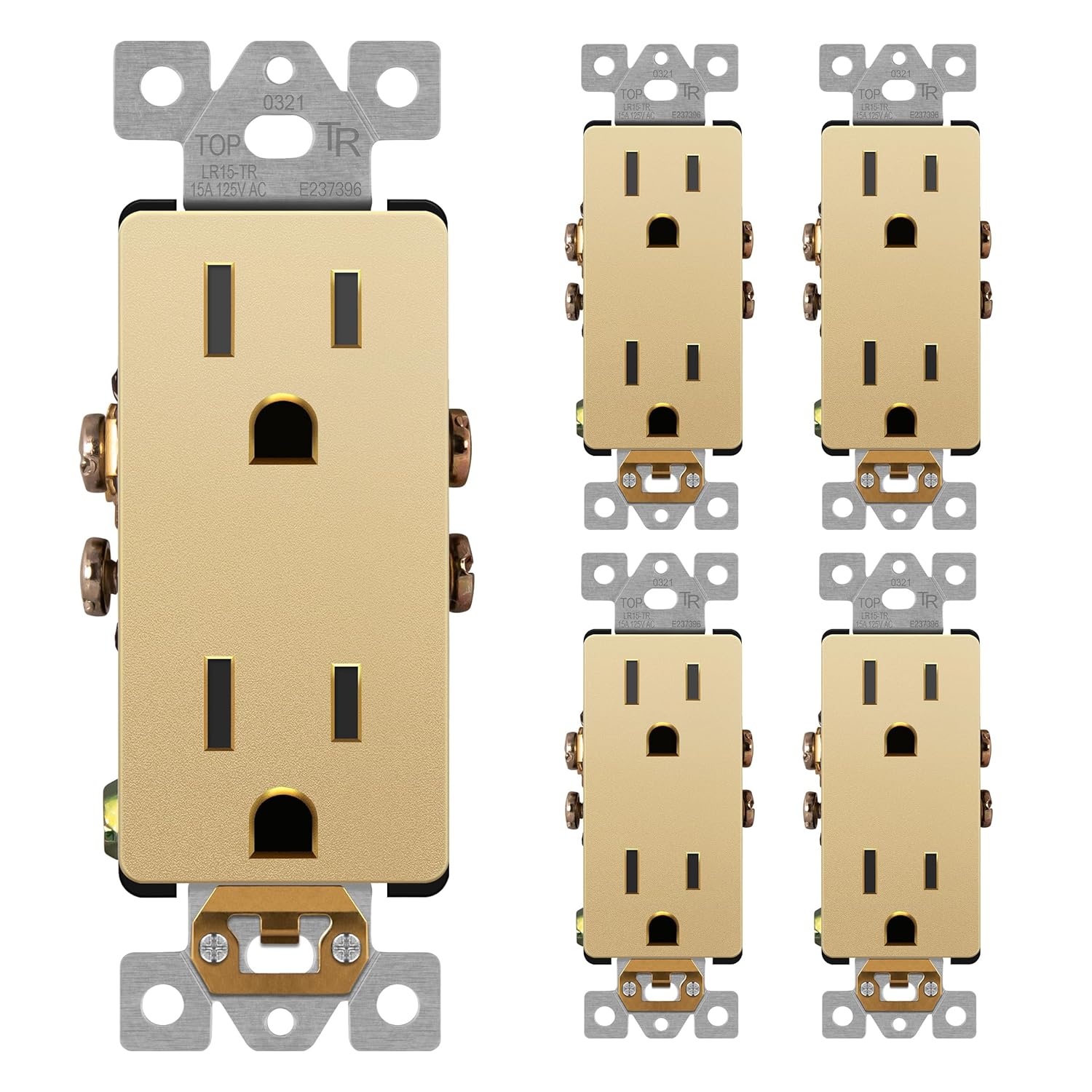 Matte Finish Decorator Receptacle Child Safe Tamper-Resistant 5 Pack