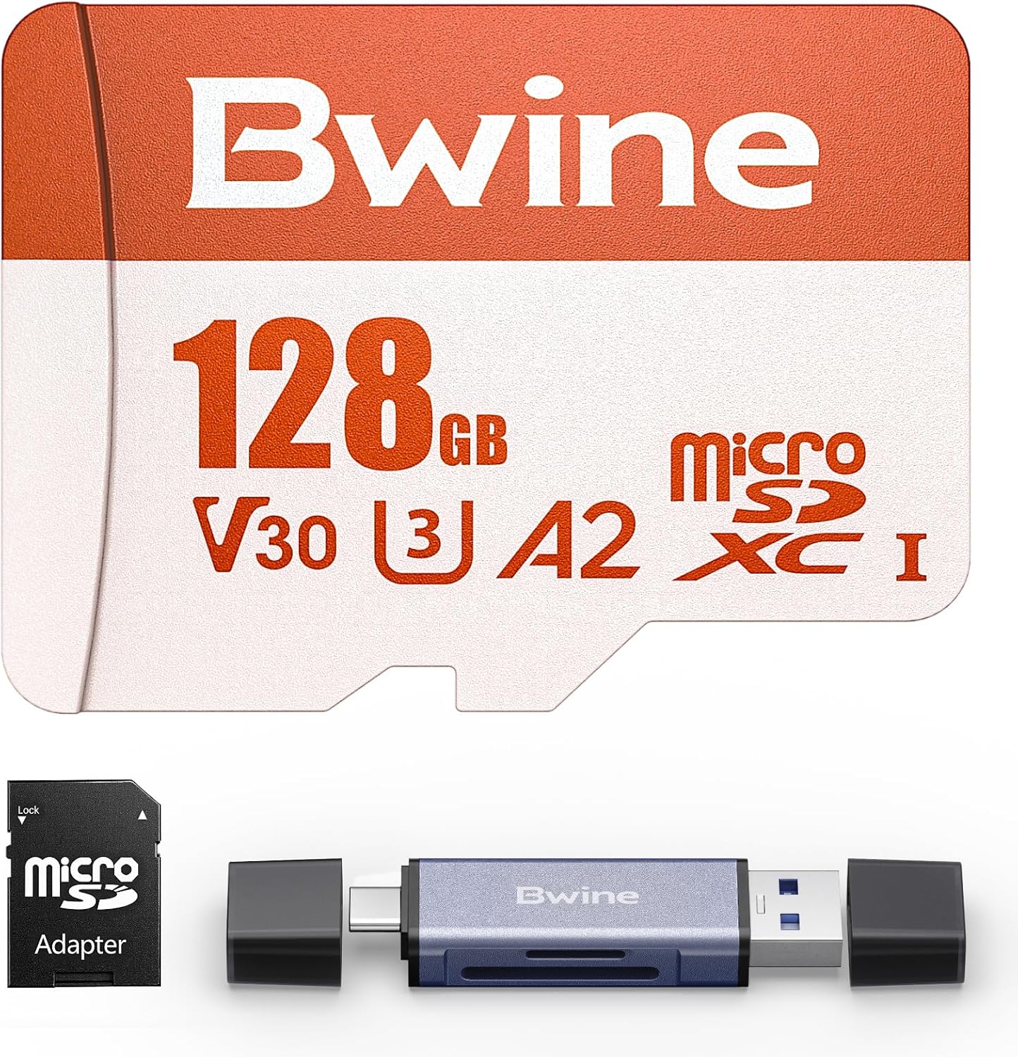 Bwine 128G Micro SD Card for 4K UHD Video and Fast Transfer