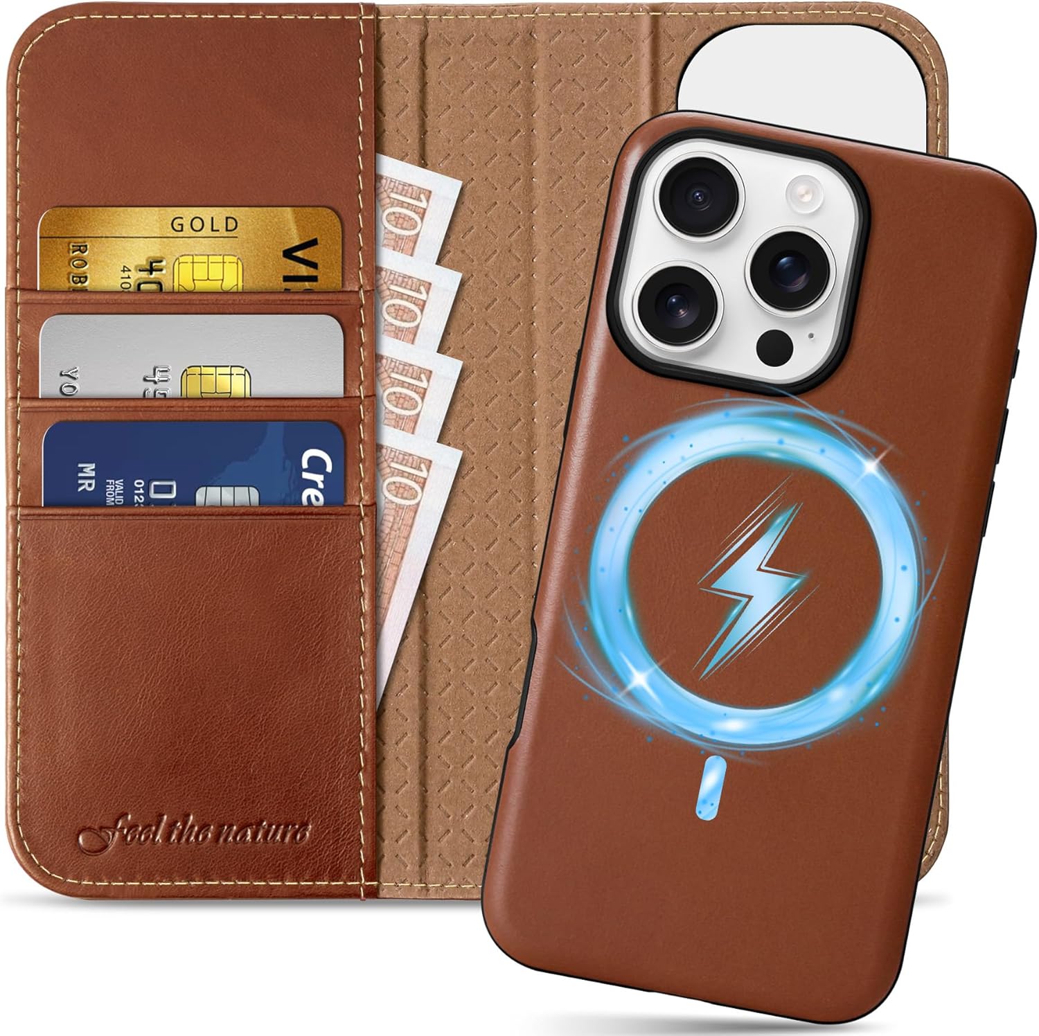 SHIELDON iPhone 16 Pro Case with Wireless Charging & Wallet