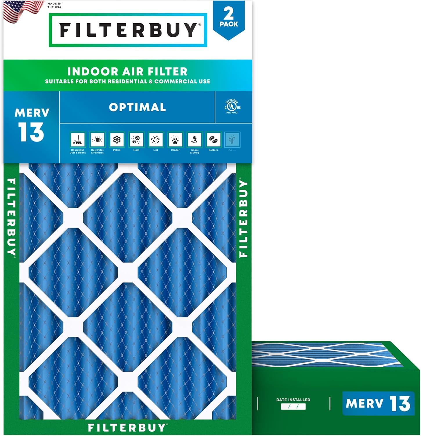Filterbuy 16x24x4 Air Filter MERV 13 for Smoke & Allergy Defense