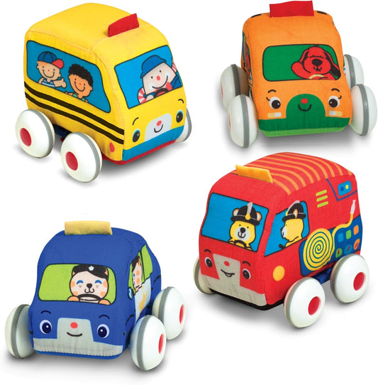 Melissa & Doug Soft Baby Toy Set - 4 Pull-Back Cars