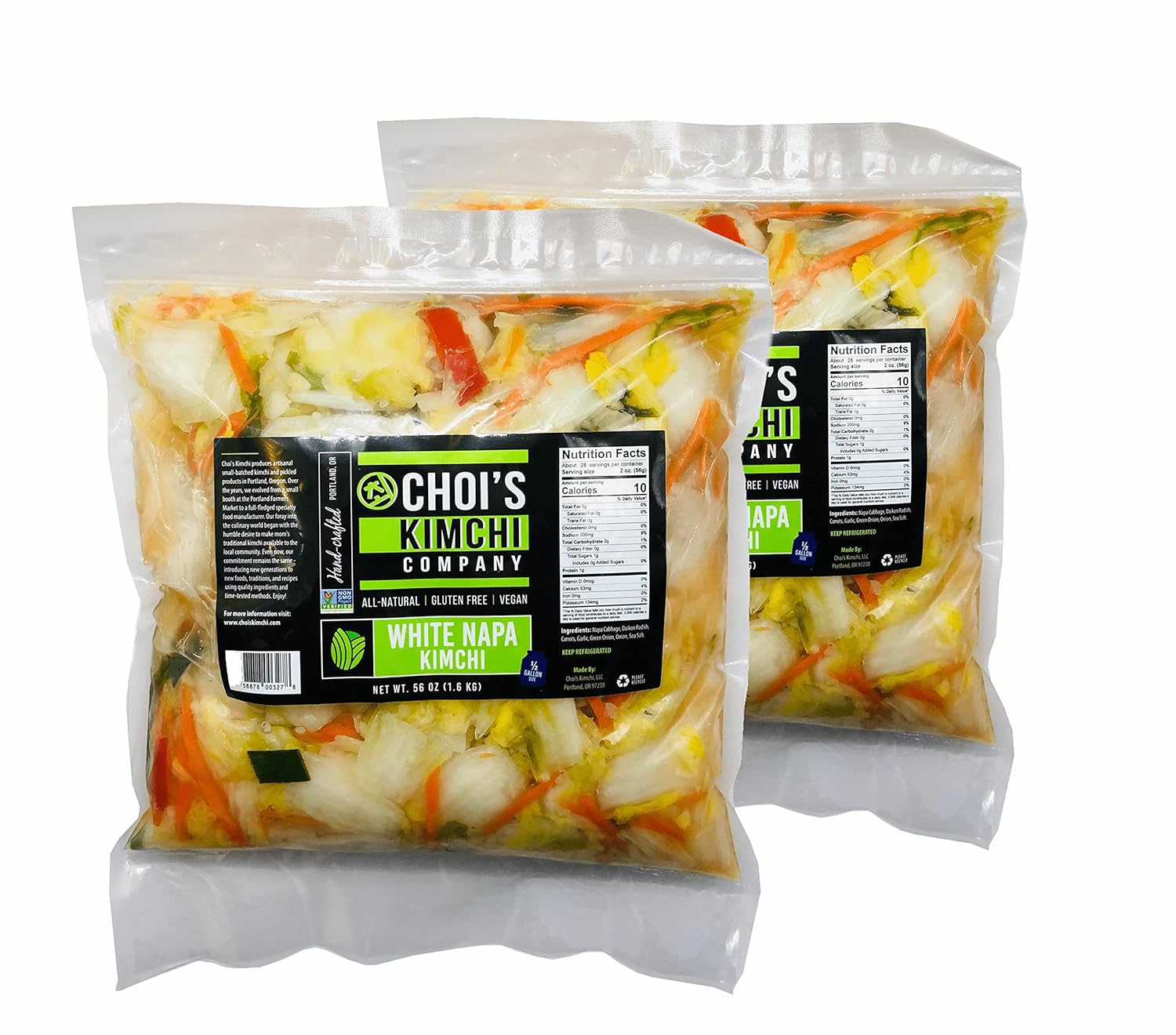 Half Gallon White Napa Cabbage Kimchi - Vegan Probiotic Delight