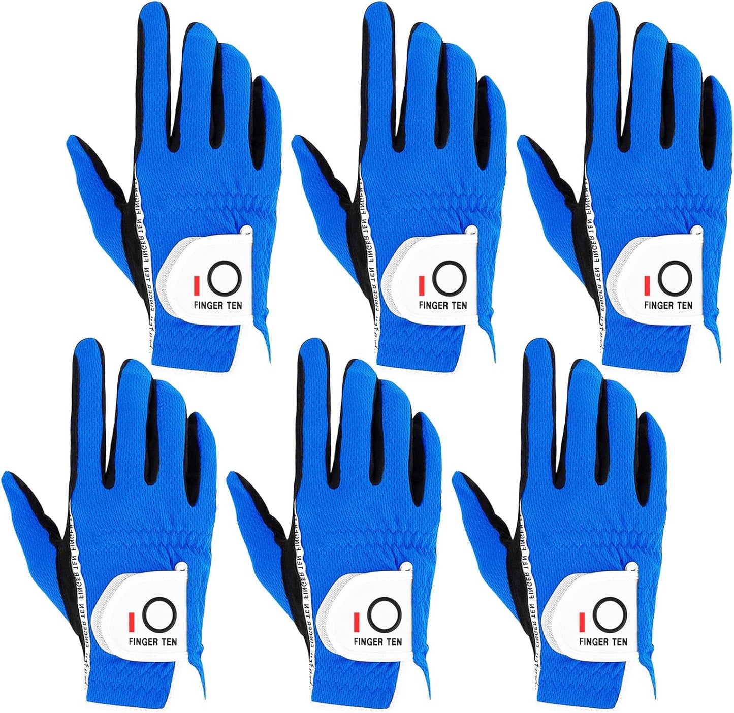 FINGER TEN Golf Gloves for All Weather Conditions - 6 Pack