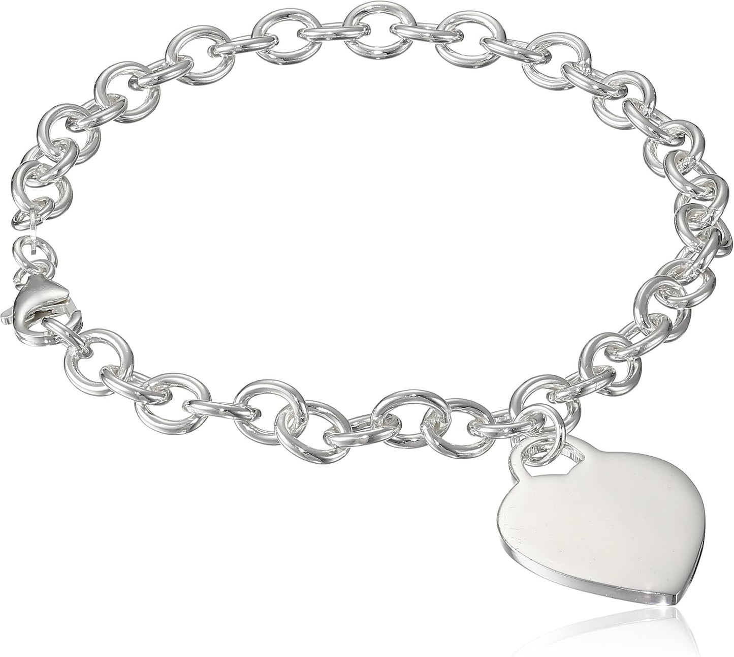 Sterling Silver Heart-Tag Bracelet for Elegant Occasions