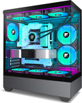 PC Case with 6 PWM ARGB Fans and Panoramic Design for Gamers