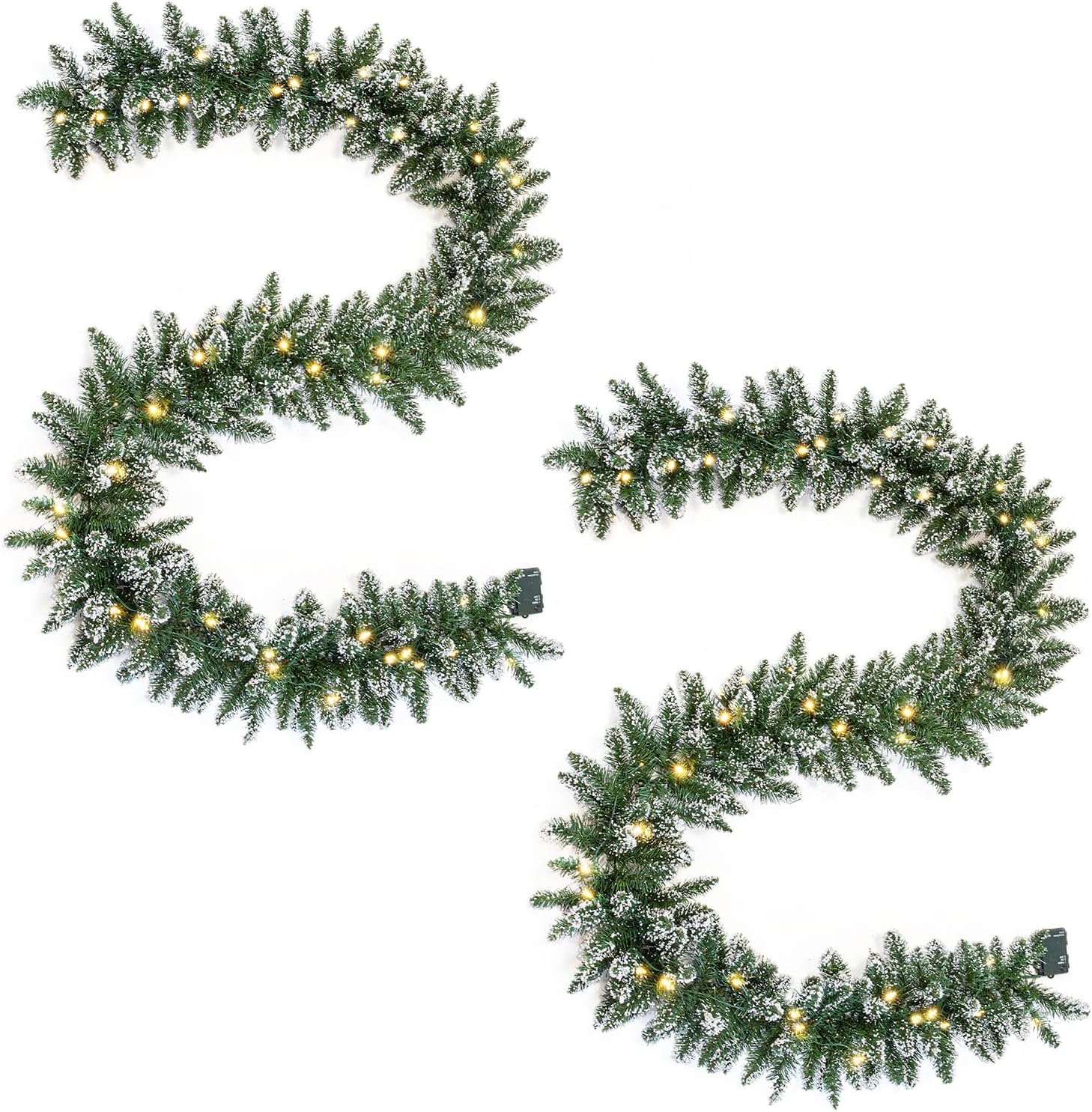 Pre-lit 9 Feet Christmas Garland with 50 LED Lights for Holiday