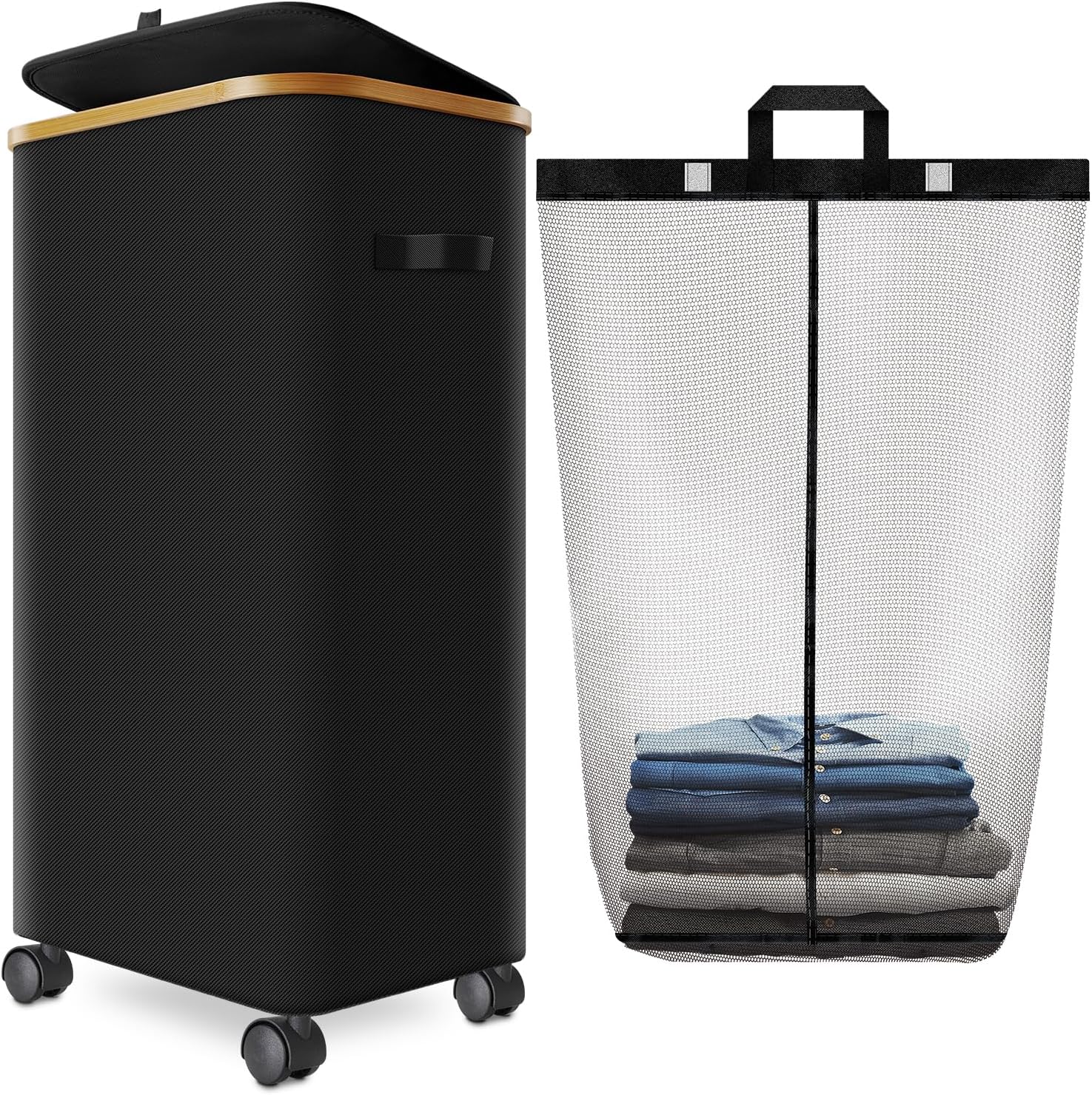 Rolling Laundry Hamper with Wheels for Easy Transport and Storage