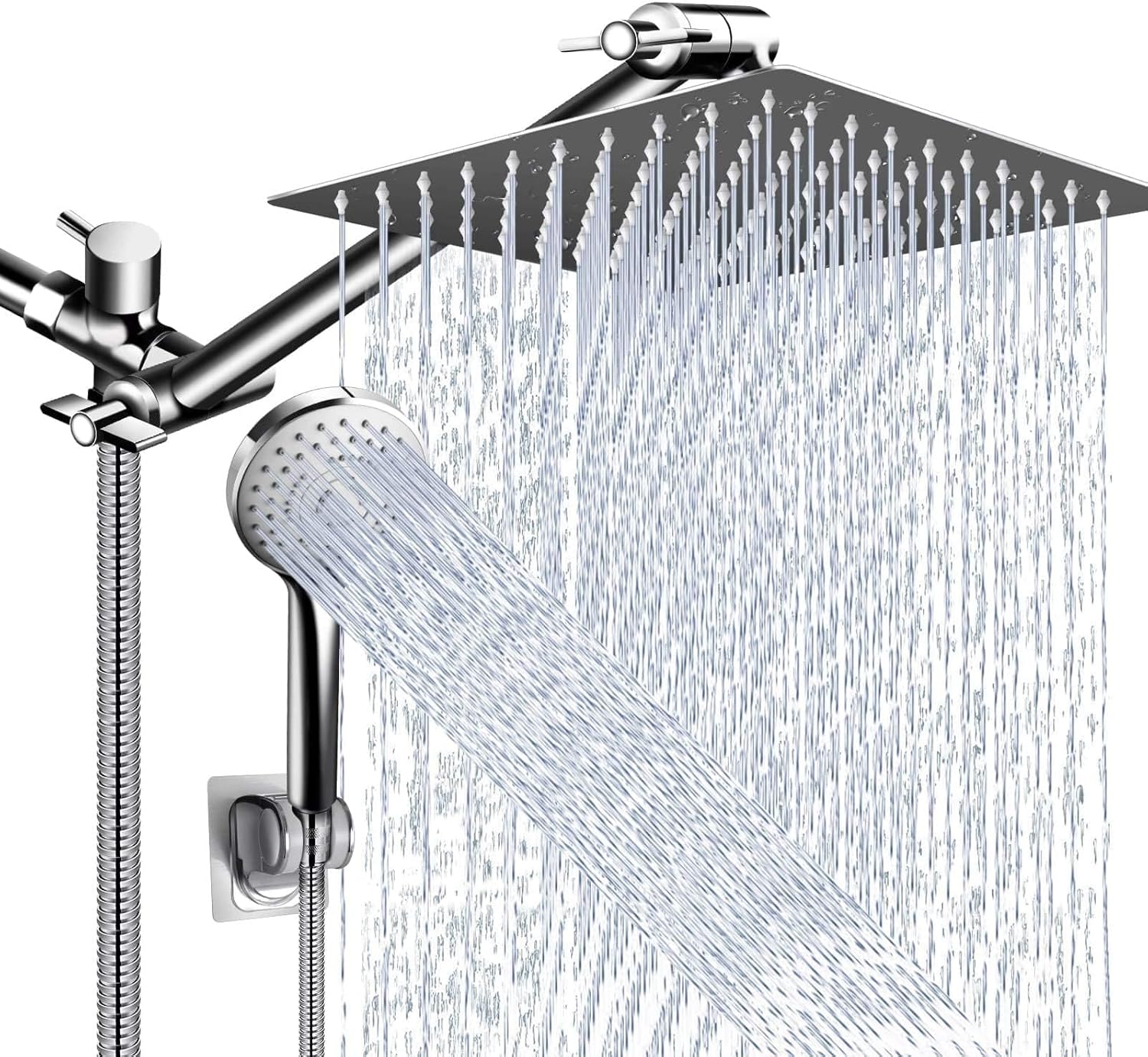 High Pressure Rain Shower Head Combo with Handheld and Extension Arm