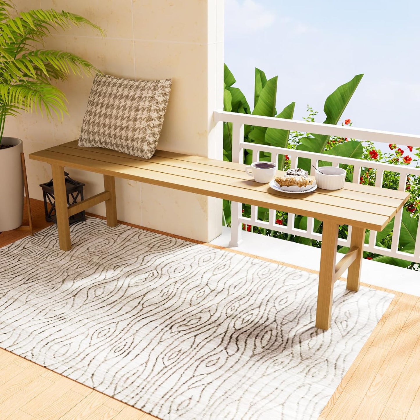 Outdoor Bench Patio Bench Backless Aluminum for Garden Use