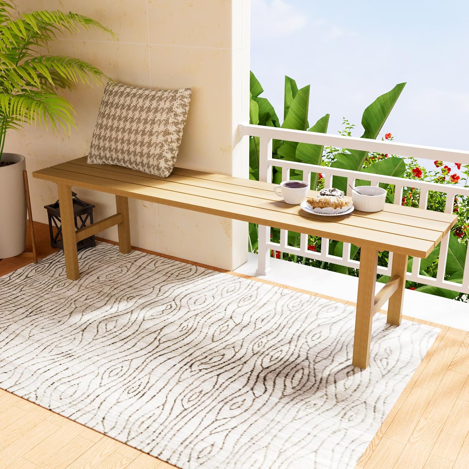 Outdoor Bench Patio Bench Backless Aluminum for Garden Use