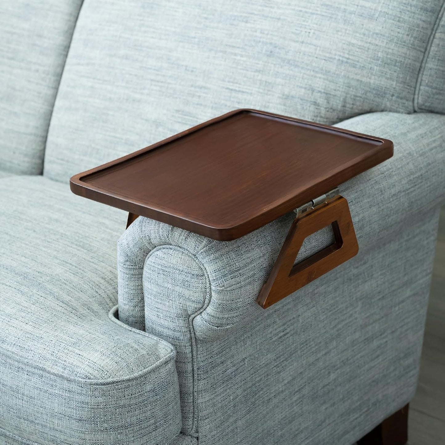 Bamboo Trayble Couch Arm Table for Snacks and Drinks