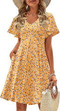 Womens Summer Swing Floral Ruffle Sundress with Pockets - Flattering