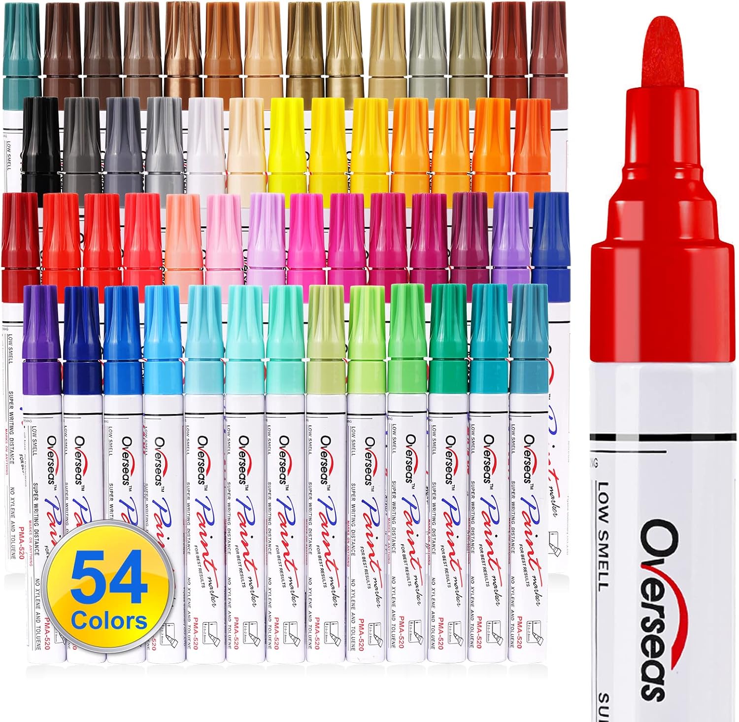 Overseas 54 Colors Paint Pens for Versatile Art Projects