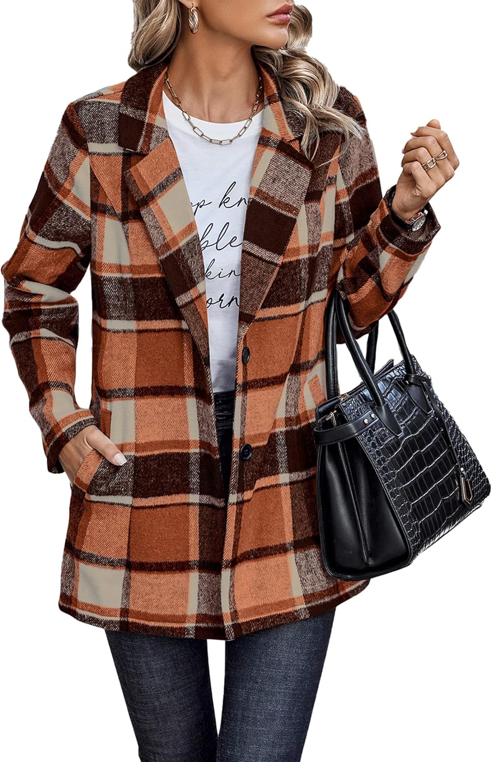 PRETTYGARDEN Women Plaid Shacket Jacket for Trendy Fall Style