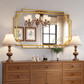 Large Gold Mirror for Wall 30x46 in - Scalloped Beveled Vanity Mirror