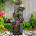 Naturefalls 39 H Modern Outdoor Fountain - Cascading 5 Crocks with LED