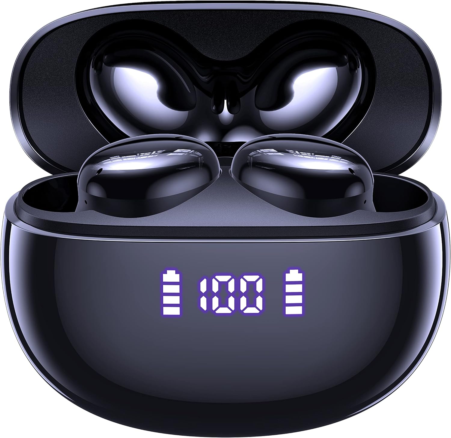 50Hrs Playtime Wireless Earbuds: CAPOXO Dual LED, IPX7 Waterproof, Mic