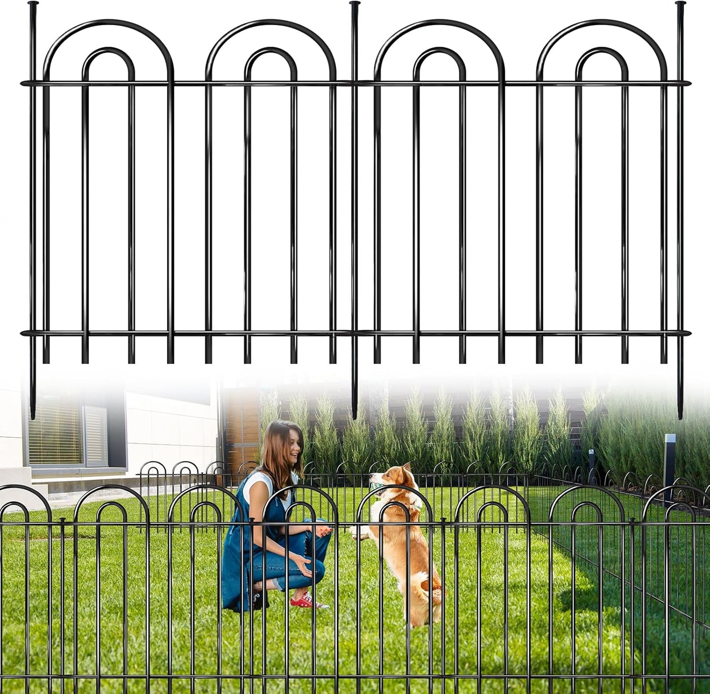 15 Panels Decorative Garden Fence for Outdoor Dog Safety