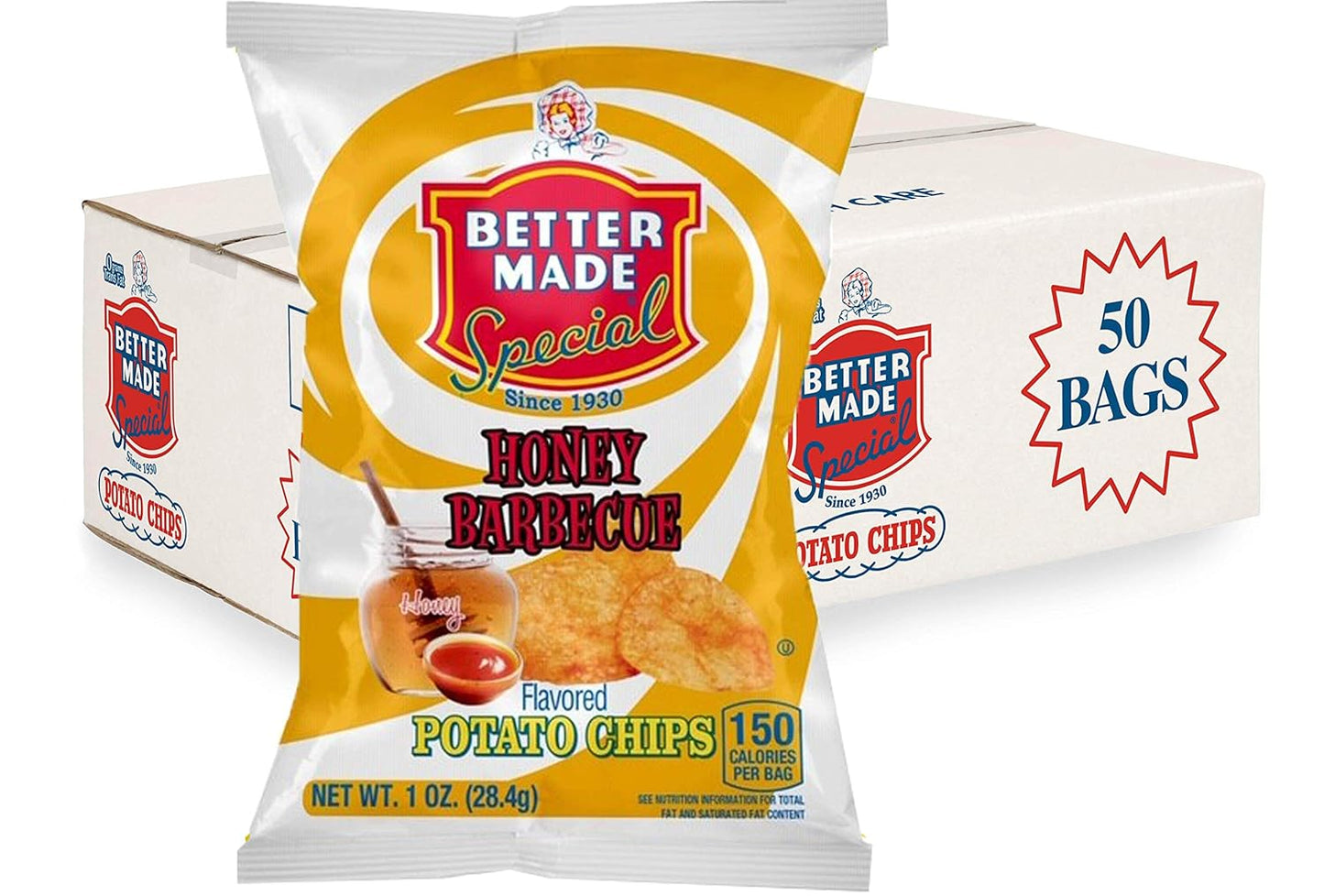 Better Made Special Potato Chips Honey BBQ - 50 Snack Bags