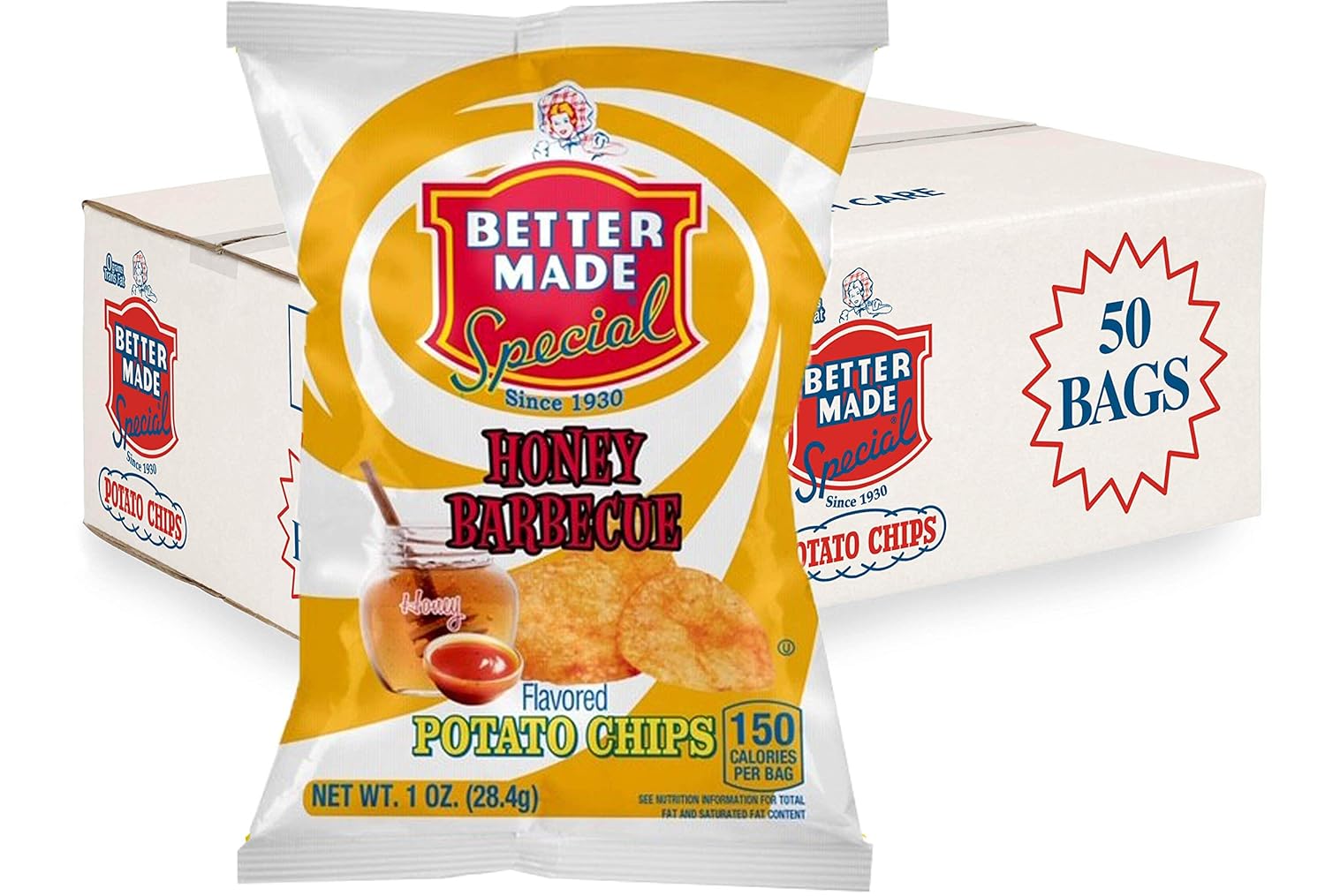 Better Made Special Potato Chips Honey BBQ - 50 Snack Bags
