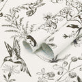Floral Birds Peel and Stick Wallpaper Black and White - Modern Boho