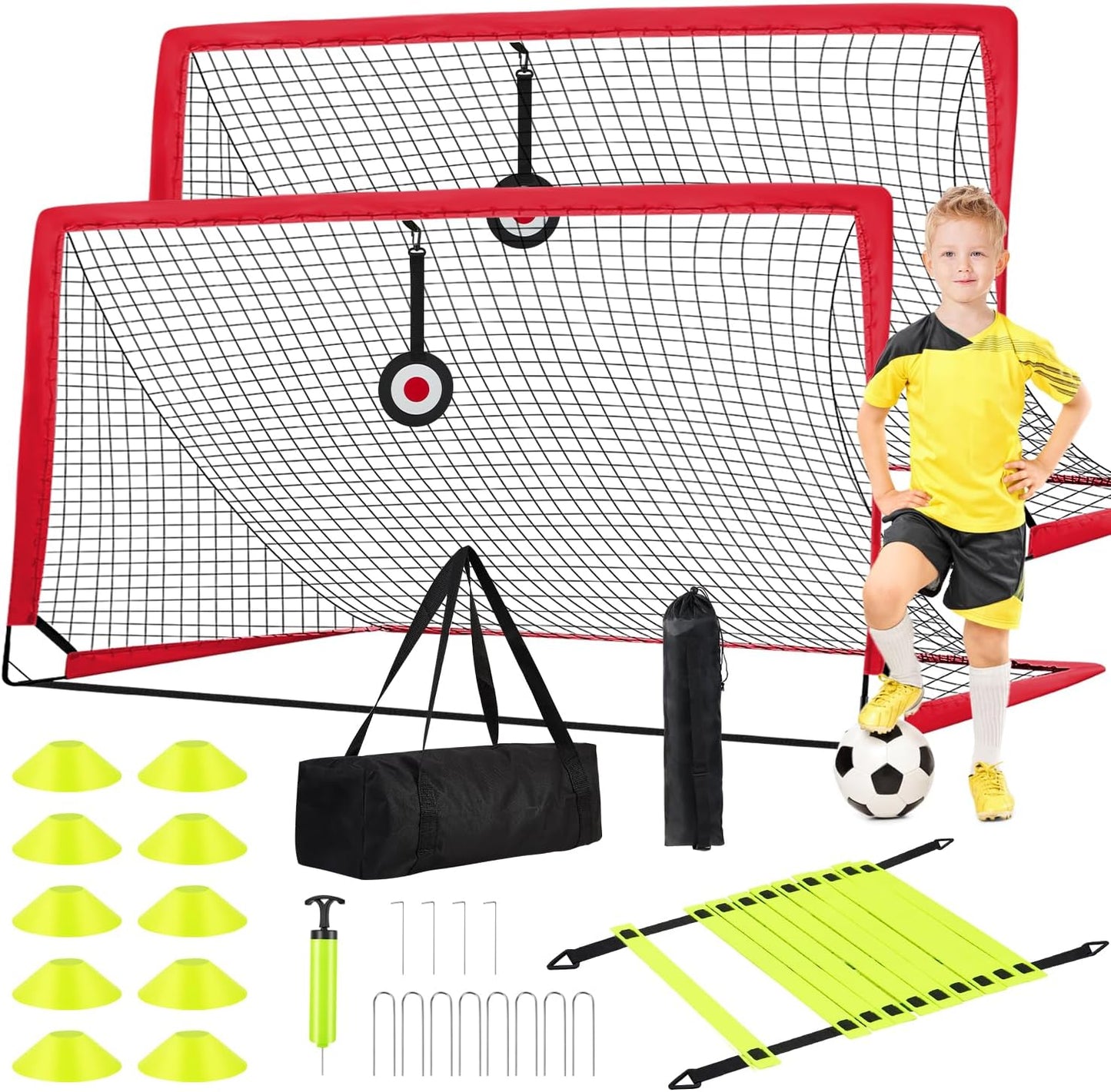 6x4 FT Kids Soccer Goals for Backyard - Portable Pop Up Set