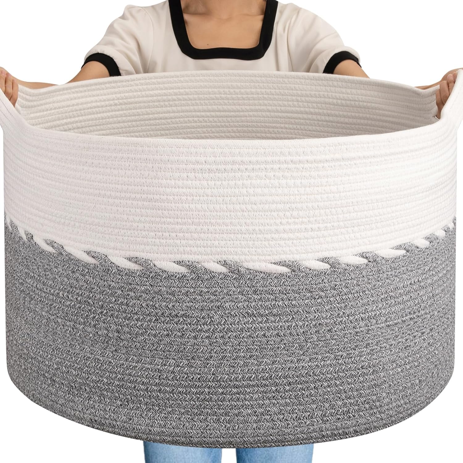 Extra Large Blanket Basket for Storage - Jumbo Cotton Rope Hamper