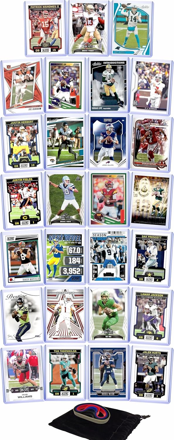 Football Cards Fantasy QBs Gift Pack with 27 Star Quarterbacks