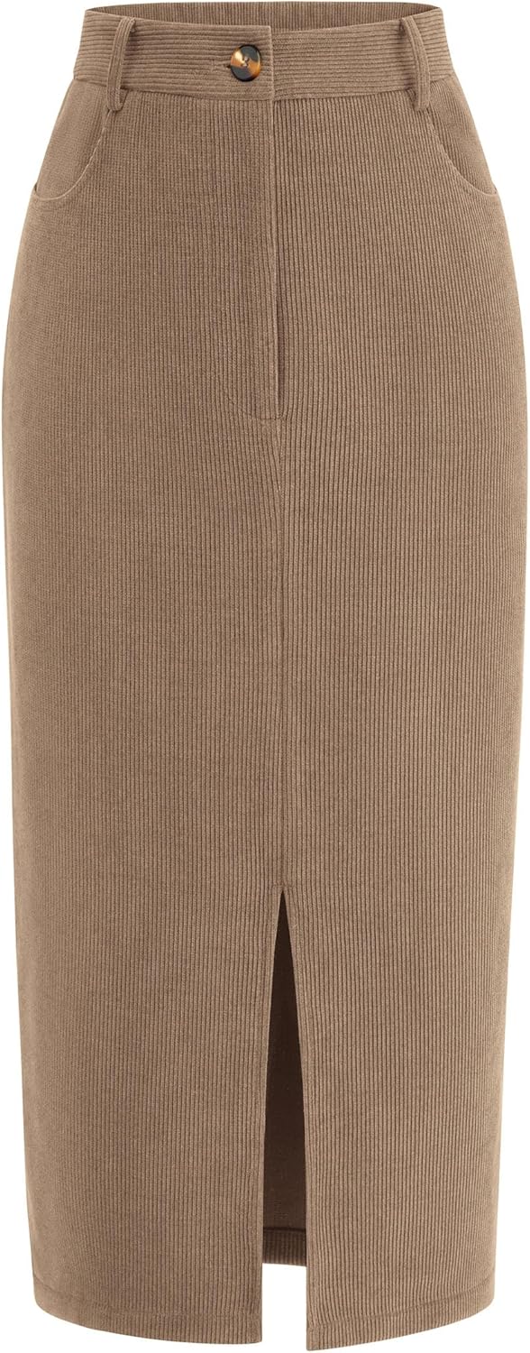 PRETTYGARDEN Corduroy Skirt for Women - Stylish Midi Skirt