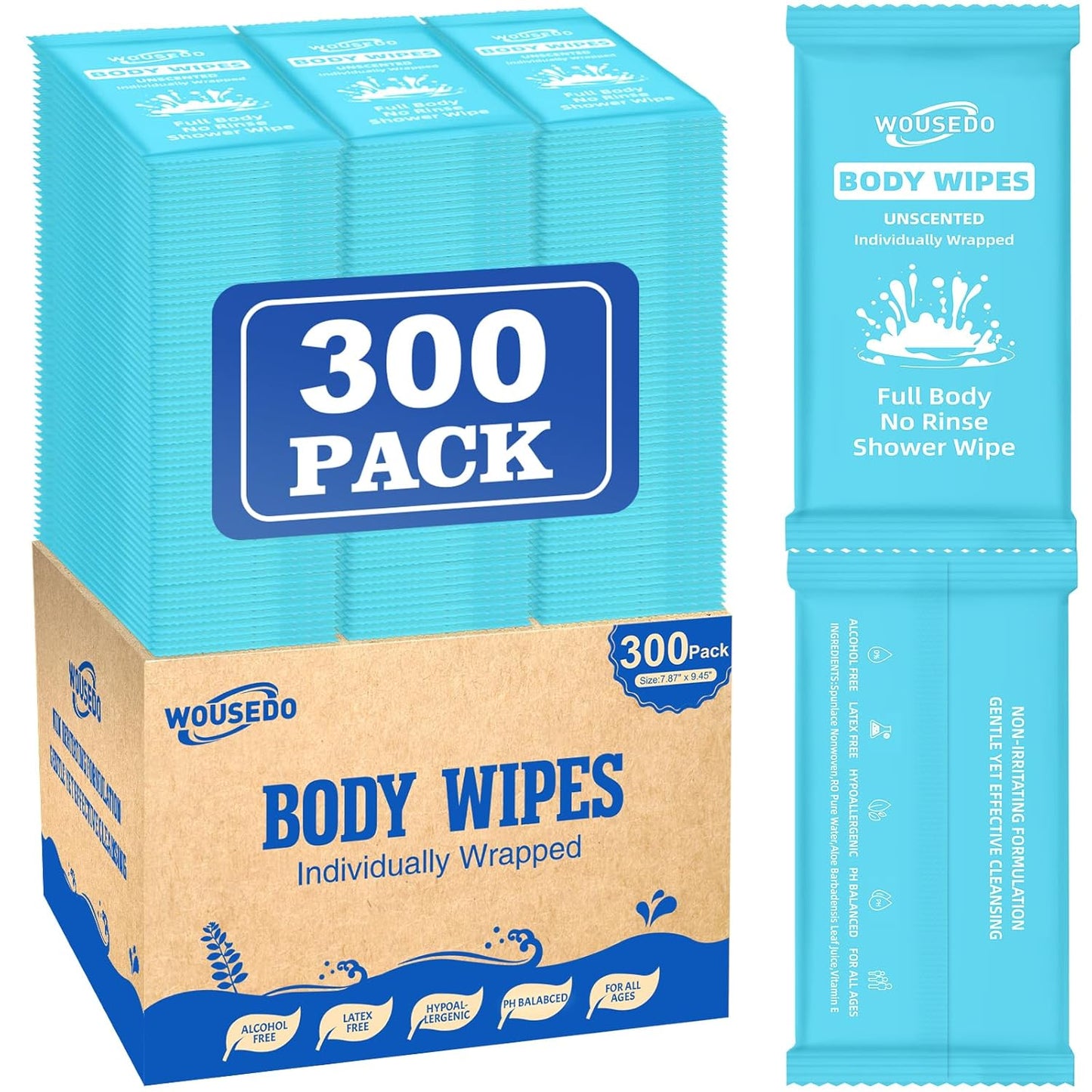 300 Pcs Ultra Thick Soft Large Body Wipes for Travel Gym