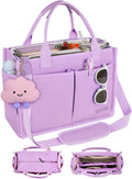 BESBESME Canvas Tote Bag for Women with Zipper & Compartments