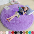 Purple Round Rug 5ft for Girls Bedroom Decor - Fluffy Fuzzy Circle
