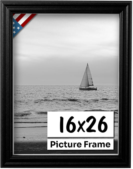 Black 16x26 Picture Frame - Handmade Solid Wood Wall Decor