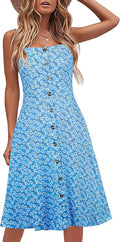 Women's Cotton A-Line Spaghetti Strap Midi Sundress - Breathable